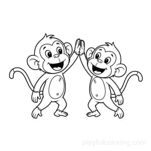 Two monkeys high-fiving, joyful scene.