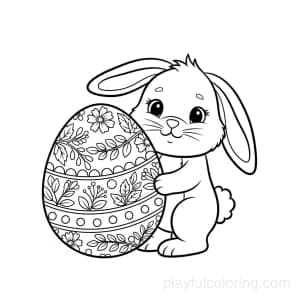 A rabbit with a patterned egg (generic spring theme).
