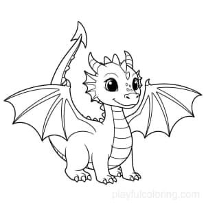 A dragon with wings spread standing on the ground, tail tip up, centered composition.