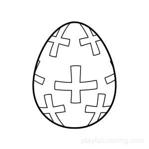 An Easter egg with a cross pattern outline, centered, clean shape, friendly style.