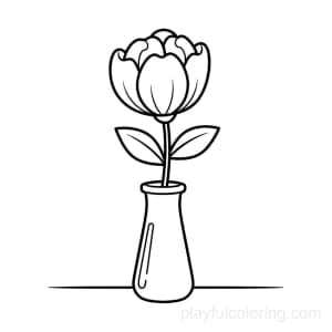 A flower in a simple vase with a hint of table line.