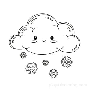 A snow cloud with snowflakes falling, calm composition.