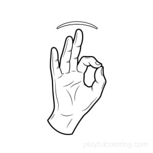 Blessing hand (abhaya mudra) outline with a small halo arc, centered, gentle lines, respectful.