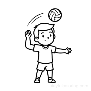 Player outline serving a volleyball, gentle motion arc, centered, friendly pose.